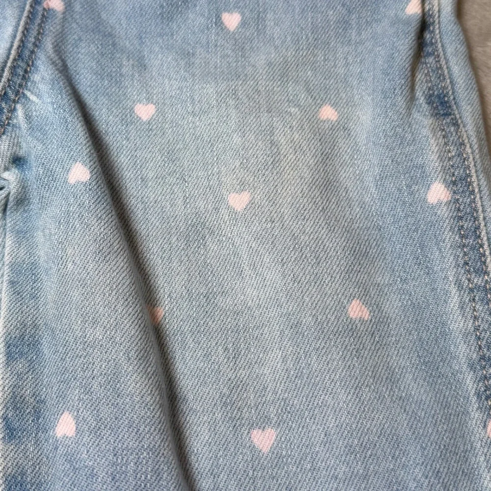 OshKosh Bgosh Toddler Girls Size 4T Denim Overalls Pink Heart Print Bibs Play
